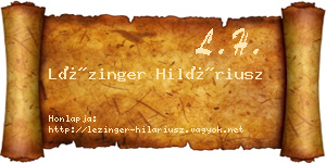 Lézinger Hiláriusz névjegykártya